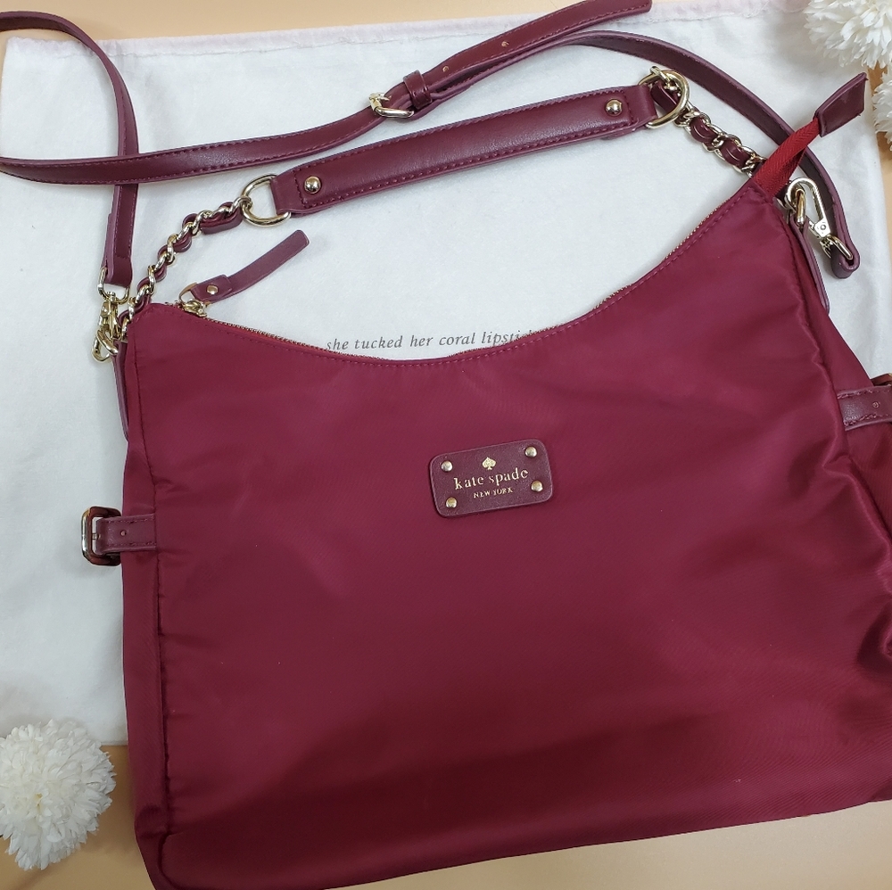 Kate Spade Maroon Shoulder / Crossbody Nylon Bag